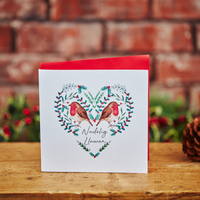 Christmas card 'Nadolig Llawen' robin