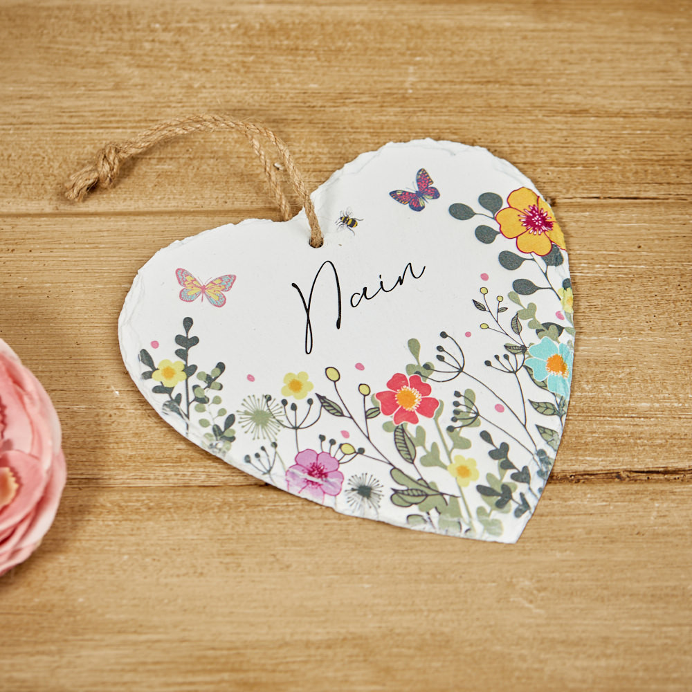 Flowers slate hanger - Nain or Mamgu