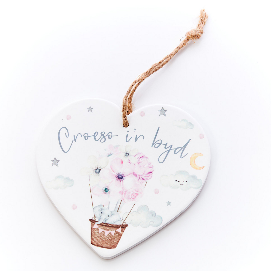 New Baby Ceramic Heart Plaque - Croeso i&