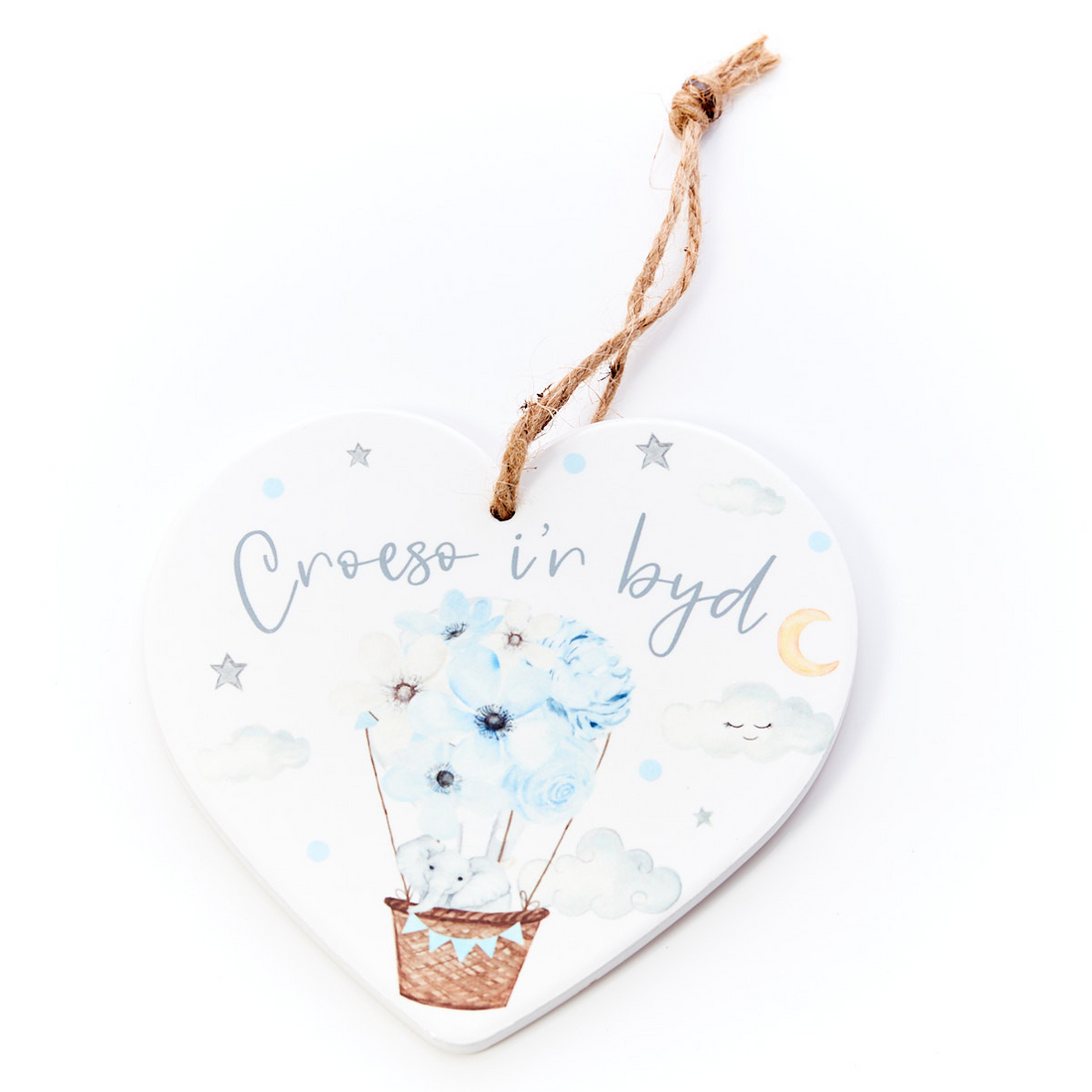 New Baby Ceramic Heart Plaque - Croeso i&