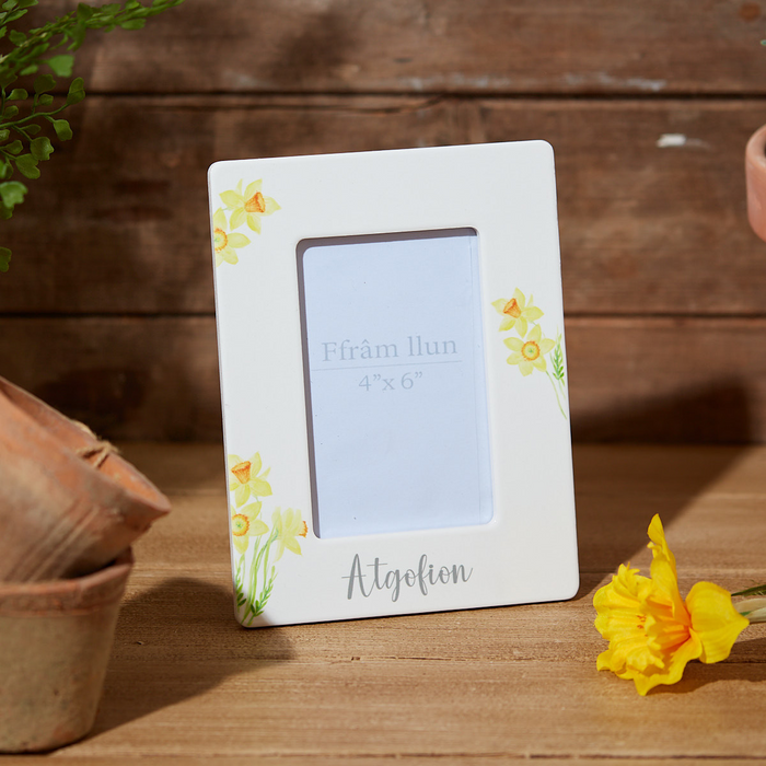 Ceramic photo frame 6x4 - 'Atgofion' - Daffodils