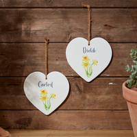 Ceramic Heart Plaque - Daffodil - Cartref or Diolch