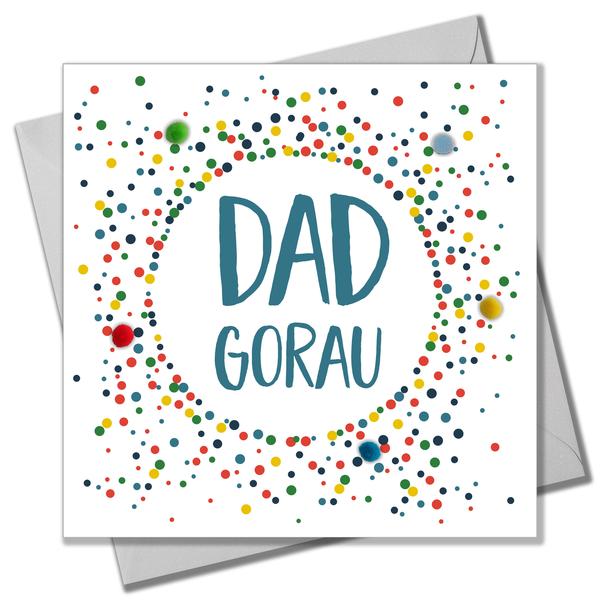 Welsh Father's day card 'Sul y Tadau Dad Gorau' ' pompoms