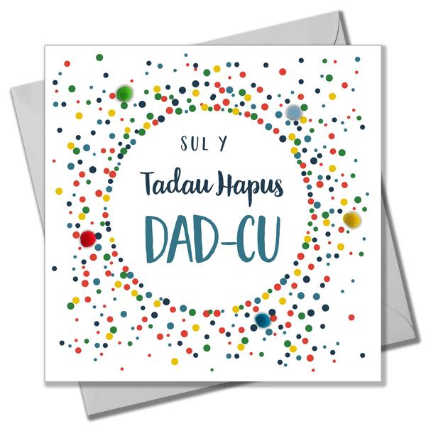 Welsh Father's day card Sul y Tadau Hapus Tad-Cu' pompoms
