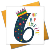Birthday card '6 Hip Hip HwrÃª!' Pompoms - Blue