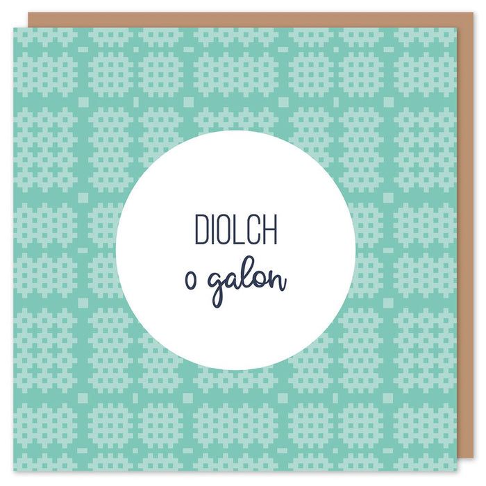 Thank you card 'Diolch o galon' Welsh Tapestry