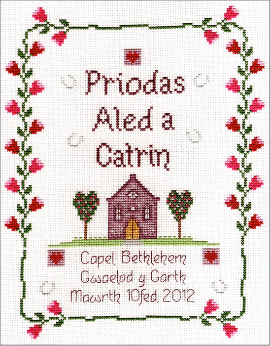 Priodas chapel wedding cross stitch chart