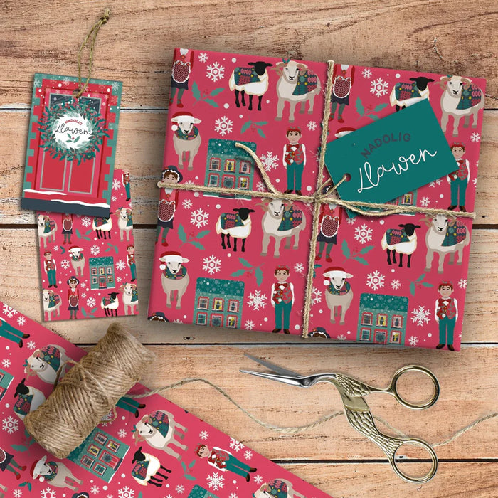 Christmas wrapping paper & tags - Christmas in Wales