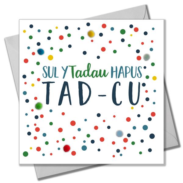 Welsh Father's day card Sul y Tadau Hapus Tad-Cu' pompoms