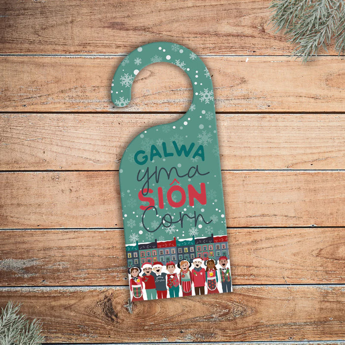 Door Hanger'Galwa Yma Sion Corn' Santa Stop Here