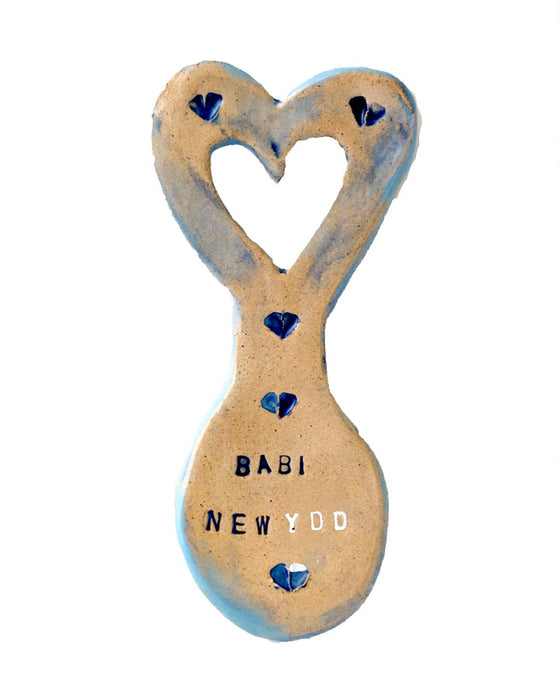 Babi Newydd Handmade Ceramic Lovespoon