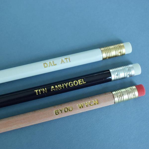 Set of 3 postive Welsh pencils