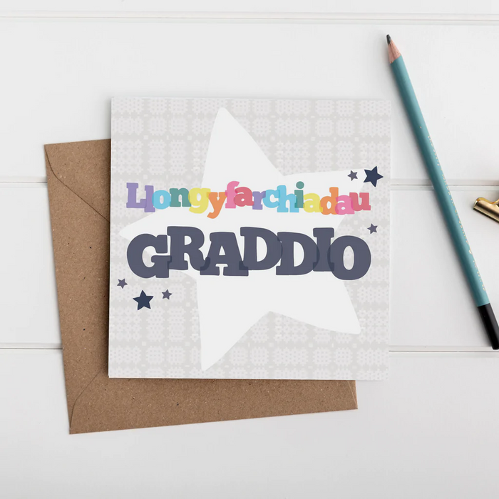 Congratulations card 'Llongyfarchiadau Graddio' graduation