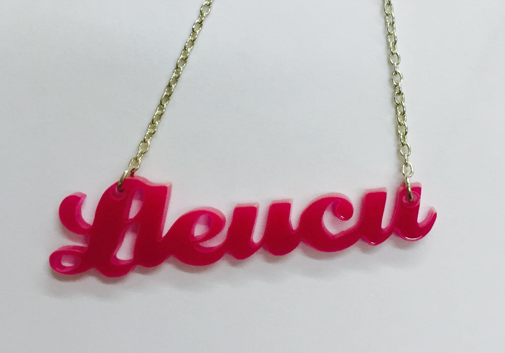 Laser Cut Acrylic Name Necklace - Lleucu