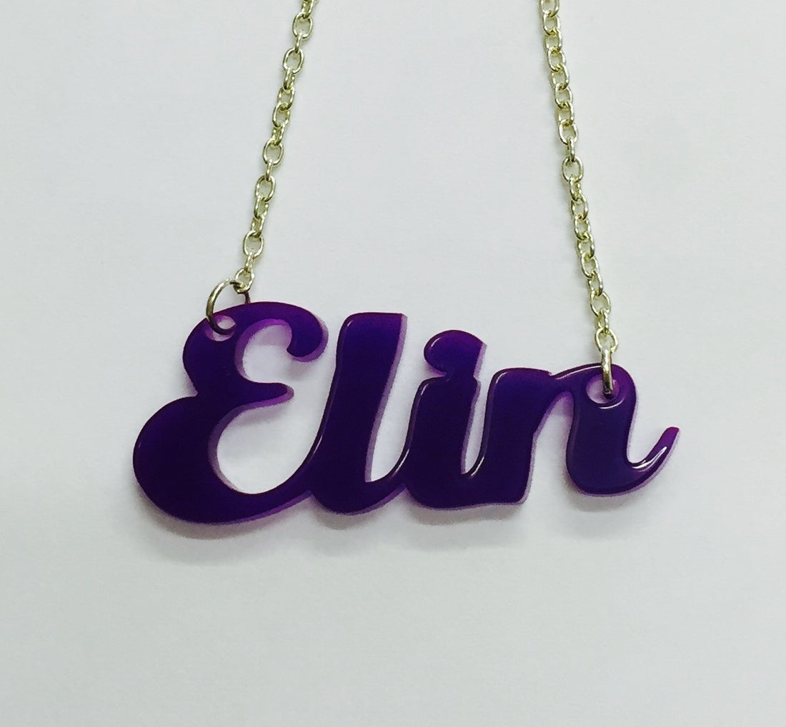 Laser Cut Acrylic Name Necklace - Elin