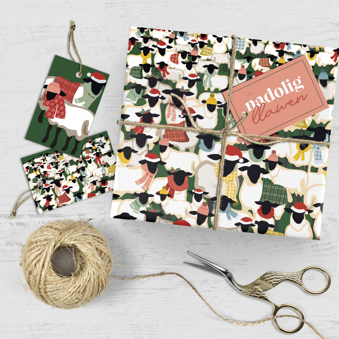 Christmas wrapping paper & tags - Woolly & Warm