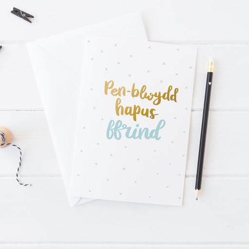 Welsh Special Friend Birthday Card – Penblwydd Hapus – Pompom Embellished – Claire Giles Retail