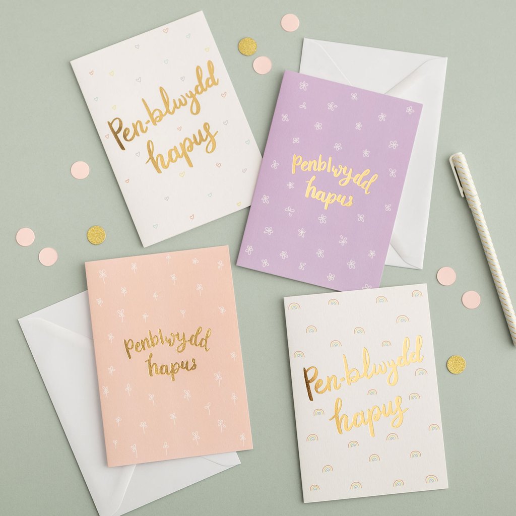 Birthday cards - Hwyl a Sbri Collection,Pack of 4 cards.