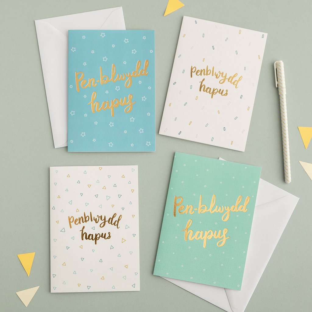 Birthday cards - Hwyl a Sbri Collection, Pack of 4 cards.