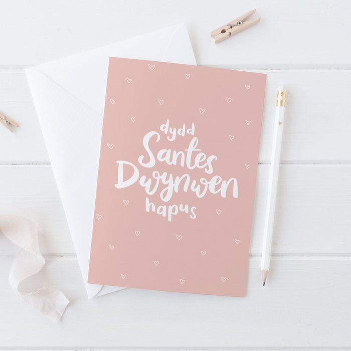 Love card 'Dydd Santes Dwynwen Hapus'Happy St Dwynwen's day