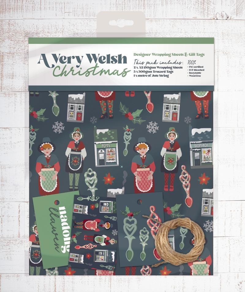 Christmas wrapping paper & tags - A Very Welsh Christmas