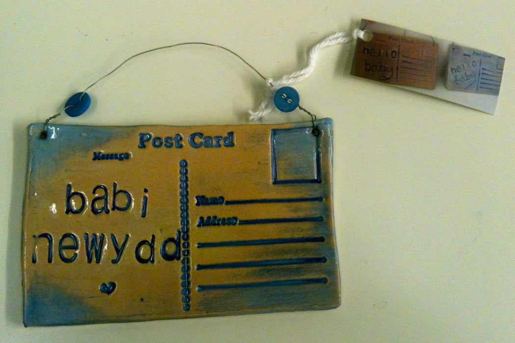 Babi Newydd Handmade Ceramic Postcard