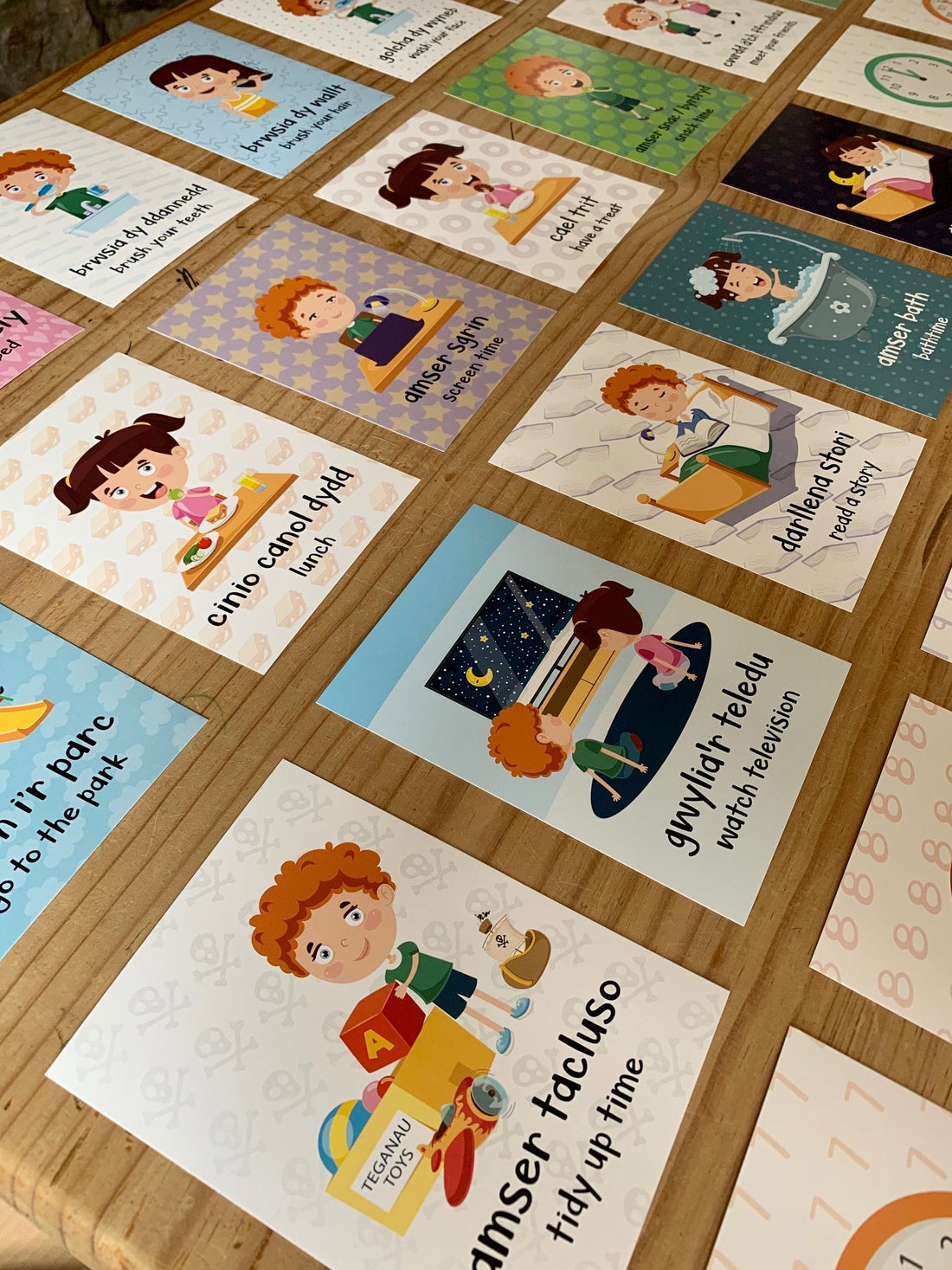 Welsh Routines, Times and Days Flash Cards