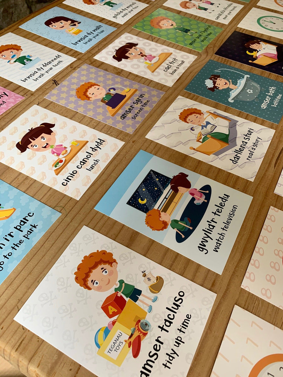 Welsh Routines, Times and Days Flash Cards – Siop Cwlwm