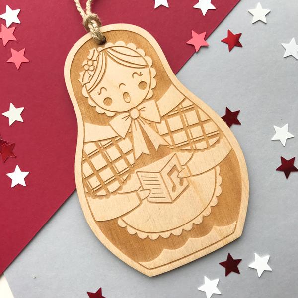Welsh Doll Laser Cut Wooden Christmas Decoration