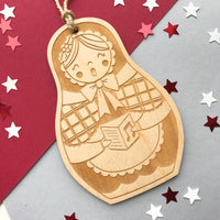 Welsh Doll Laser Cut Wooden Christmas Decoration