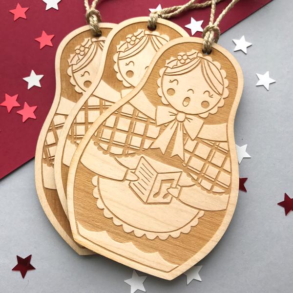 Welsh Doll Laser Cut Wooden Christmas Decoration