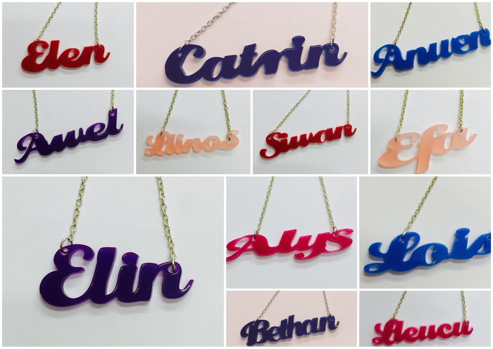 Laser Cut Acrylic Name Necklace - Elin