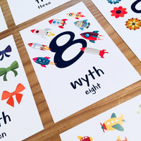Welsh Alphabet, Numbers and Colours Flash Cards