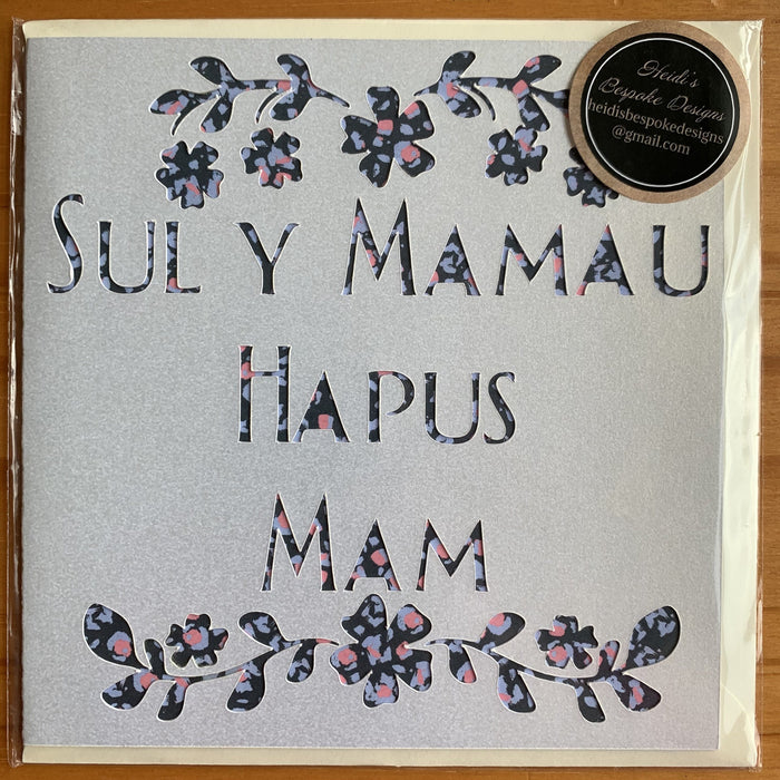 Mother's day card 'Sul y Mamau Hapus Mam' handmade papercut