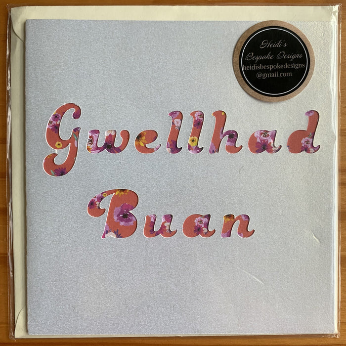 Get well soon card 'Gwellhad Buan' handmade papercut