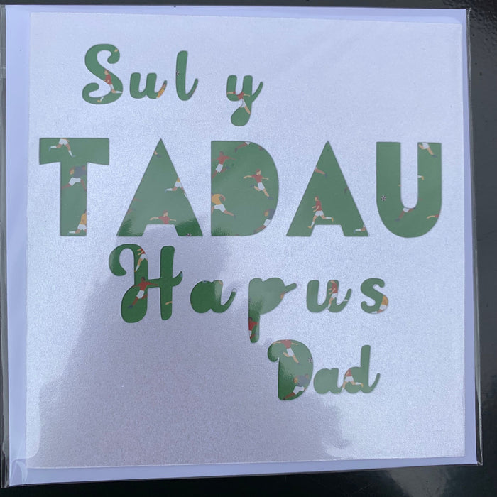 Welsh Father's day card 'Sul y Tadau Hapus Dad' handmade papercut