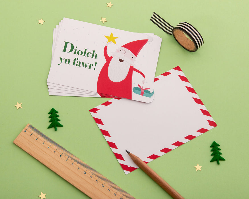 Christmas thank you postcards 'Diolch yn Fawr!' pack of 6