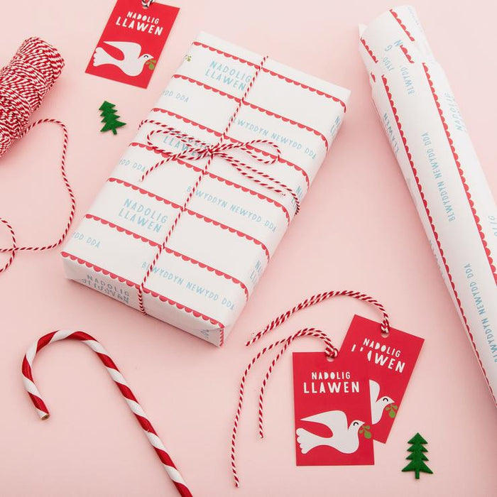 Nadolig Llawen wrapping paper & tags - Scandi Dove