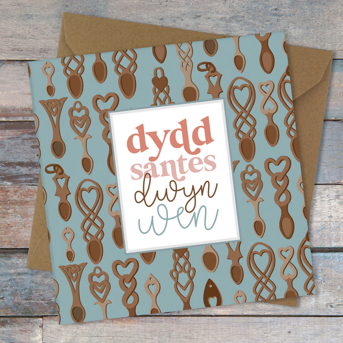 Love card 'Dydd Santes Dwynwen' lovespoons