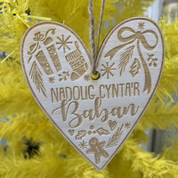 Laser Cut Wooden Christmas Decoration - Nadolig Cynta'r Baban