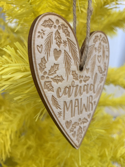Laser Cut Wooden Christmas Decoration - Cariad Mawr