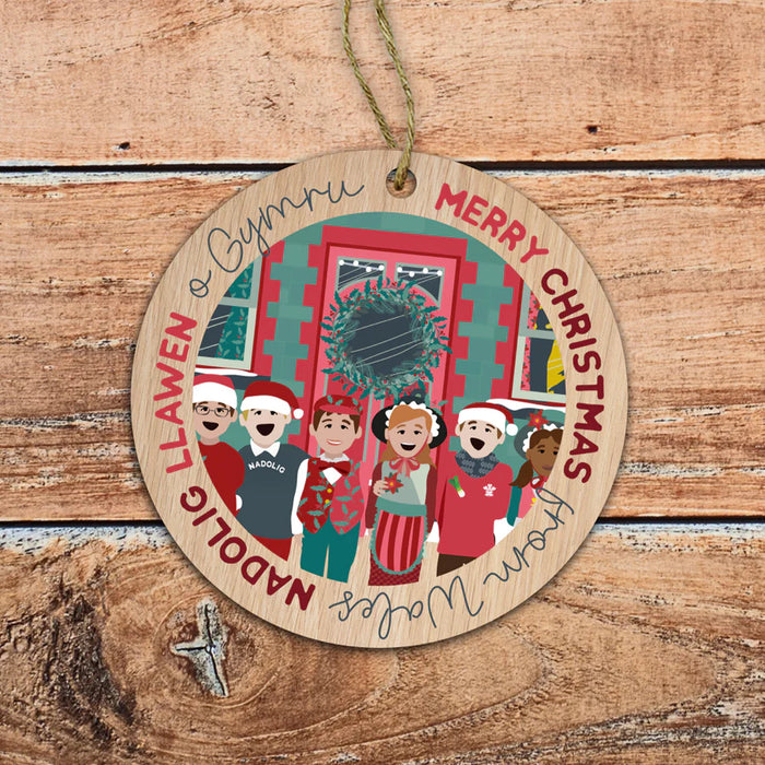 Wooden Christmas Decoration - Nadolig Llawen o Gymru