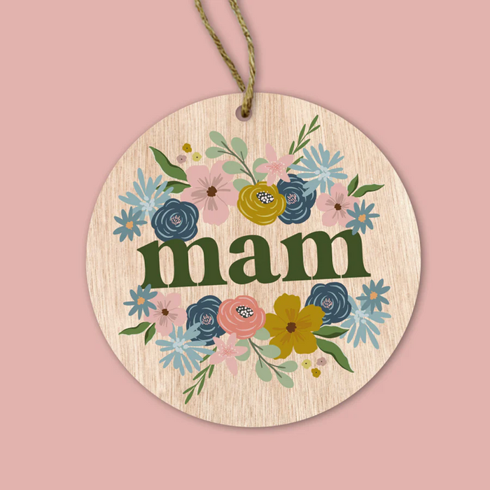 Wooden Gift Decoration/Keyring - Mam - Bouquet