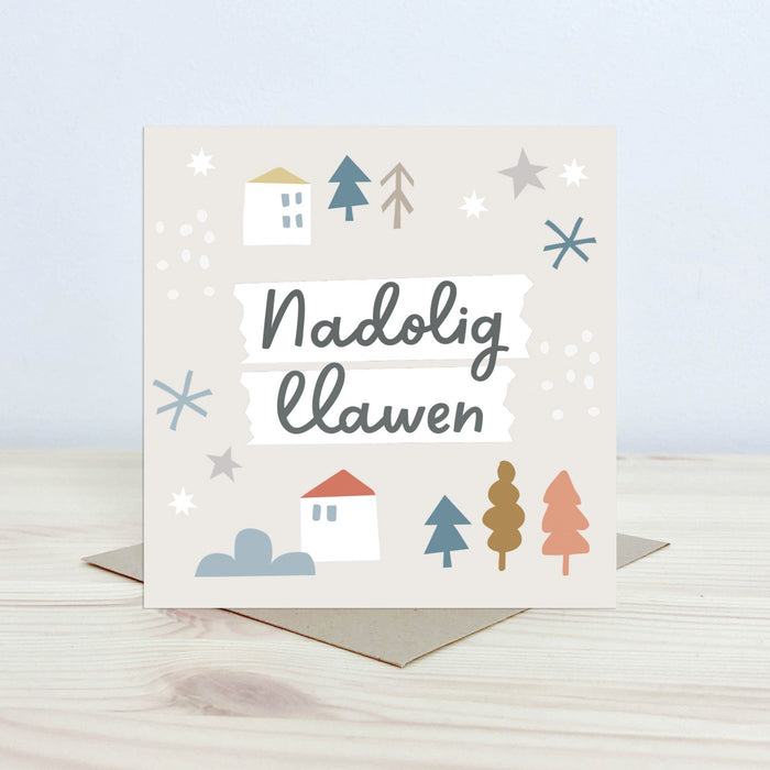 Christmas Card 'Nadolig Llawen' winter scene