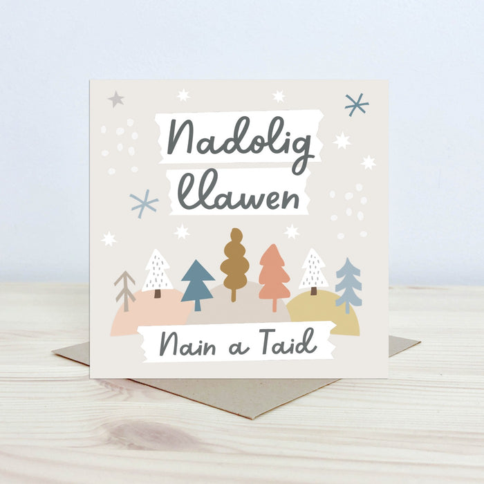 Christmas card 'Nadolig Llawen Nain a Taid' grandparents