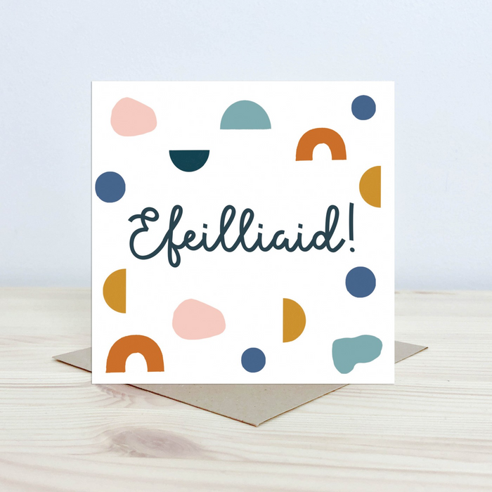 New baby card 'Efeilliaid!' twins