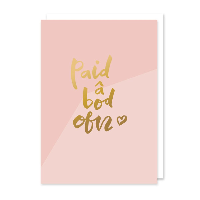 Greeting Card 'Paid â bod ofn' gold foil