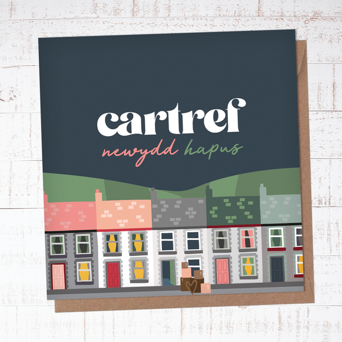 New home card 'Cartref Newydd Hapus' happy house