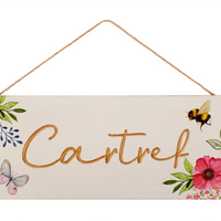 Floral plaque - Cartref / Cariad