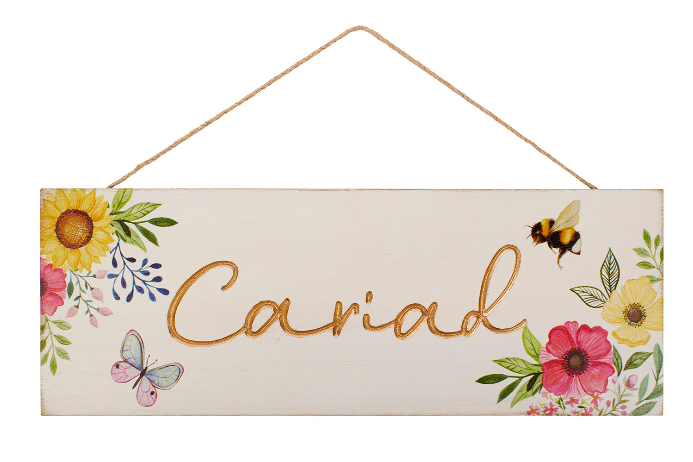 Floral plaque - Cartref / Cariad